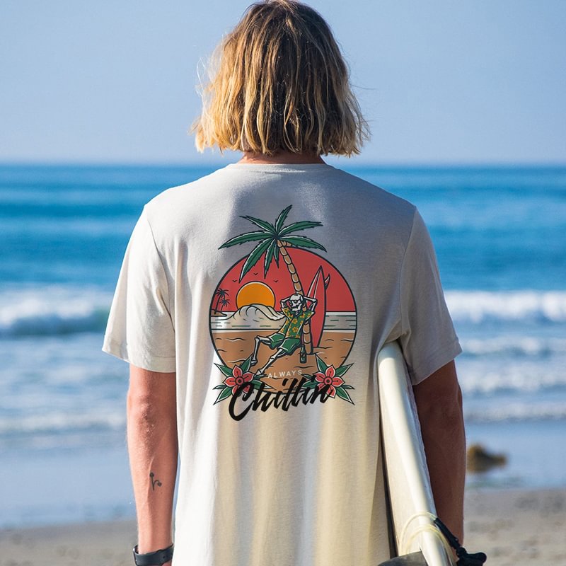 Always Chillin Skeleton Vacation Printed T-shirt