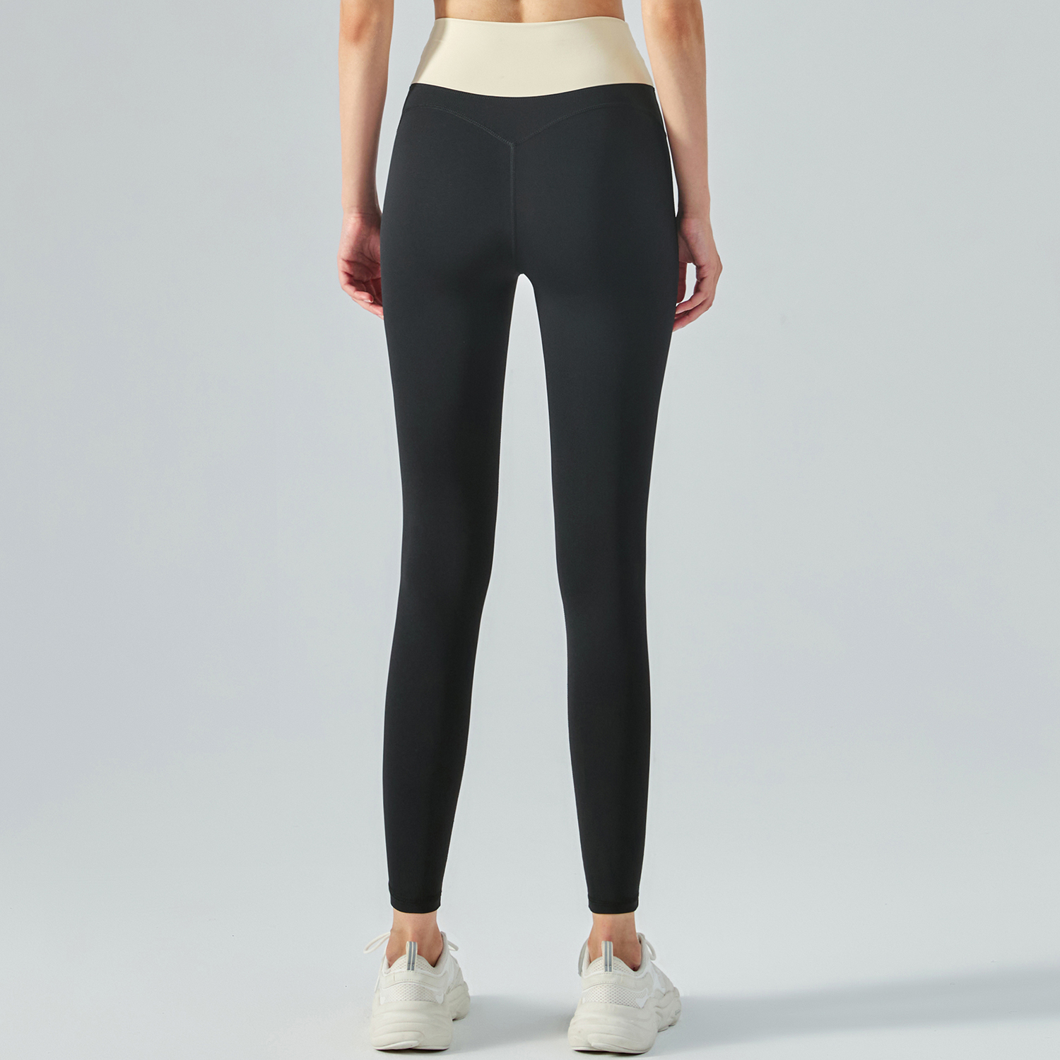 Buy Hergymclothing Black women's thin contrast stitch yoga pants without front seam online