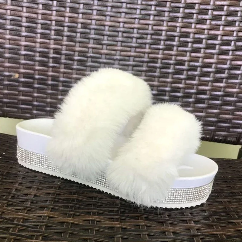 Women Fur Slippers Summer Furry Slides Female Fluffy Indoor Shoes Women's Bling fuzzy Slide House Sliders wholesale Dropshipping