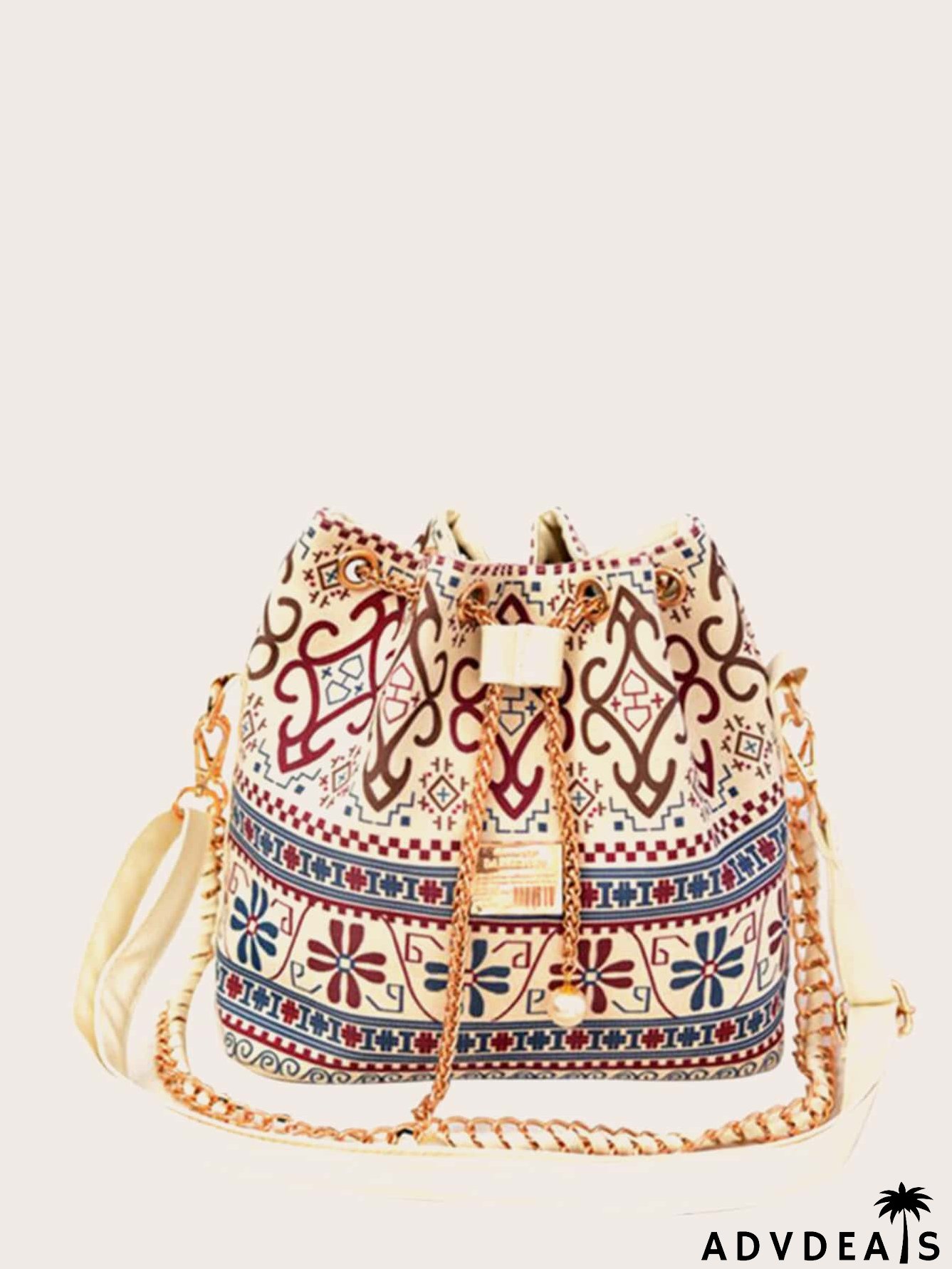 Geo Graphic Drawstring Bucket Bag
