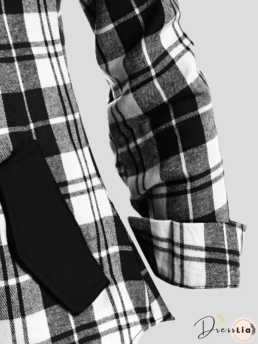 Plaid Pocket Zipper Long Sleeve Hooded Coats