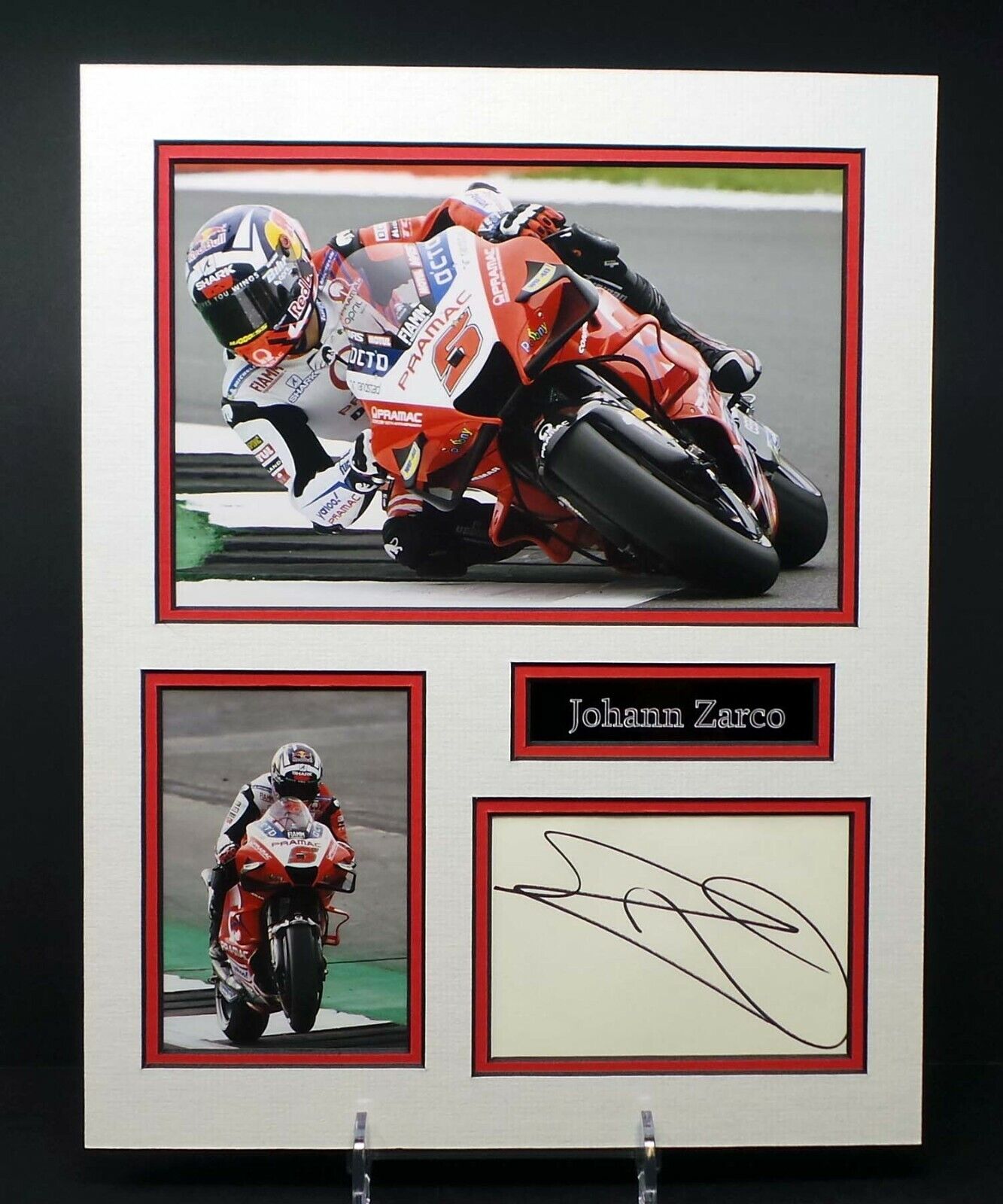 Johann ZARCO Signed Mounted Photo Poster painting Display AFTAL RD COA Pramac MOTOGP Ducati