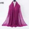 Pleated Linen Cotton Scarf Woolen Edge Women Hijab Shawl