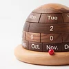 Wooden Desk Calendar, Planet Shaped Wood Permanent Calendar, Wooden Perpetual Desk Calendar Planet, Wooden Calendar for Table Decorations Art Crafts, Aesthetic Desk Accessories Wooden Calendar