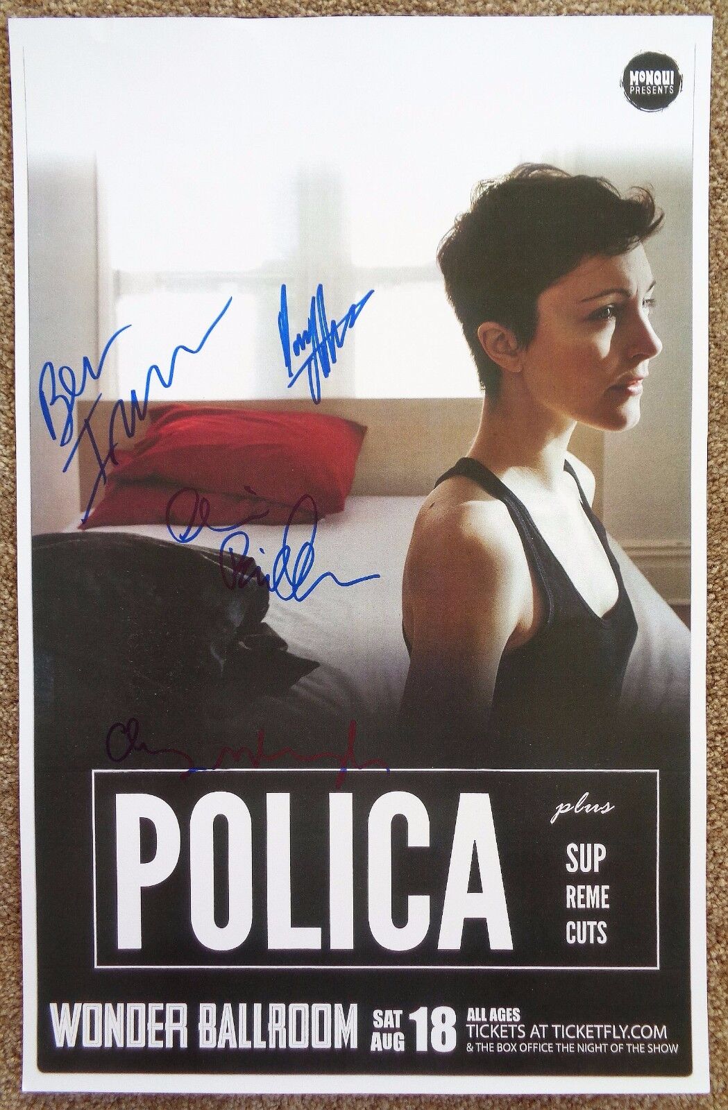 Signed POLICA Gig POSTER In-Person w/proof All 4 Autograph Channy Leaneagh