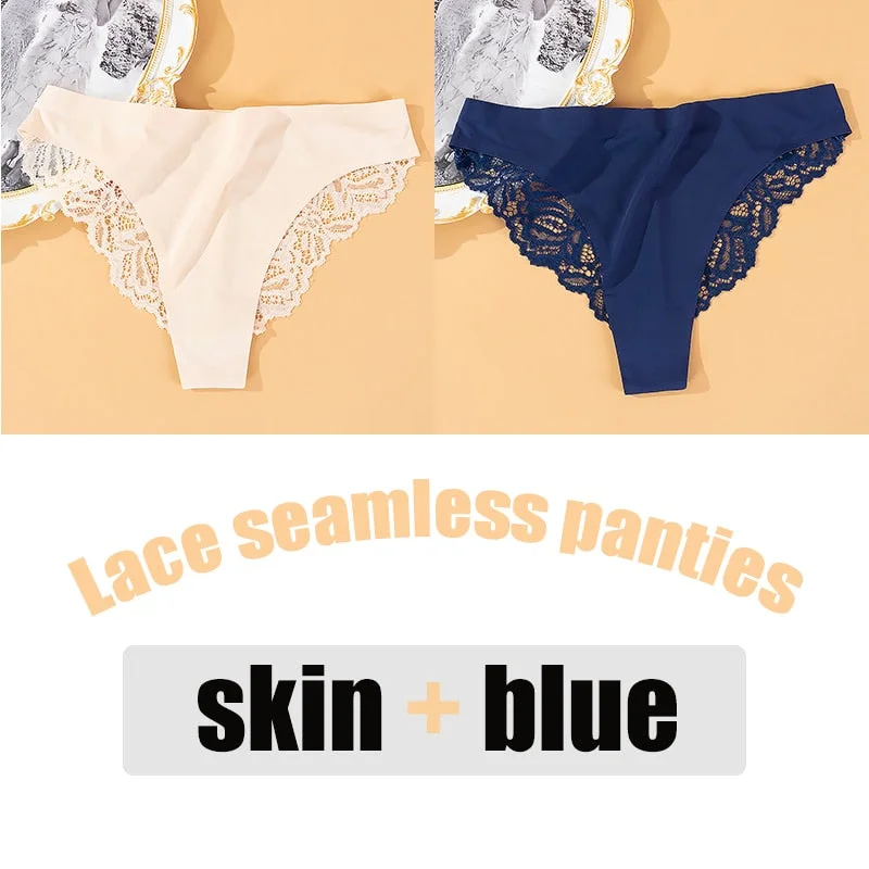 2PCS/Set Lace Panties Seamless Women's Underwear Soft Sexy Lingerie Intimate Hollow Out Underpants Comfortable Female Underwear