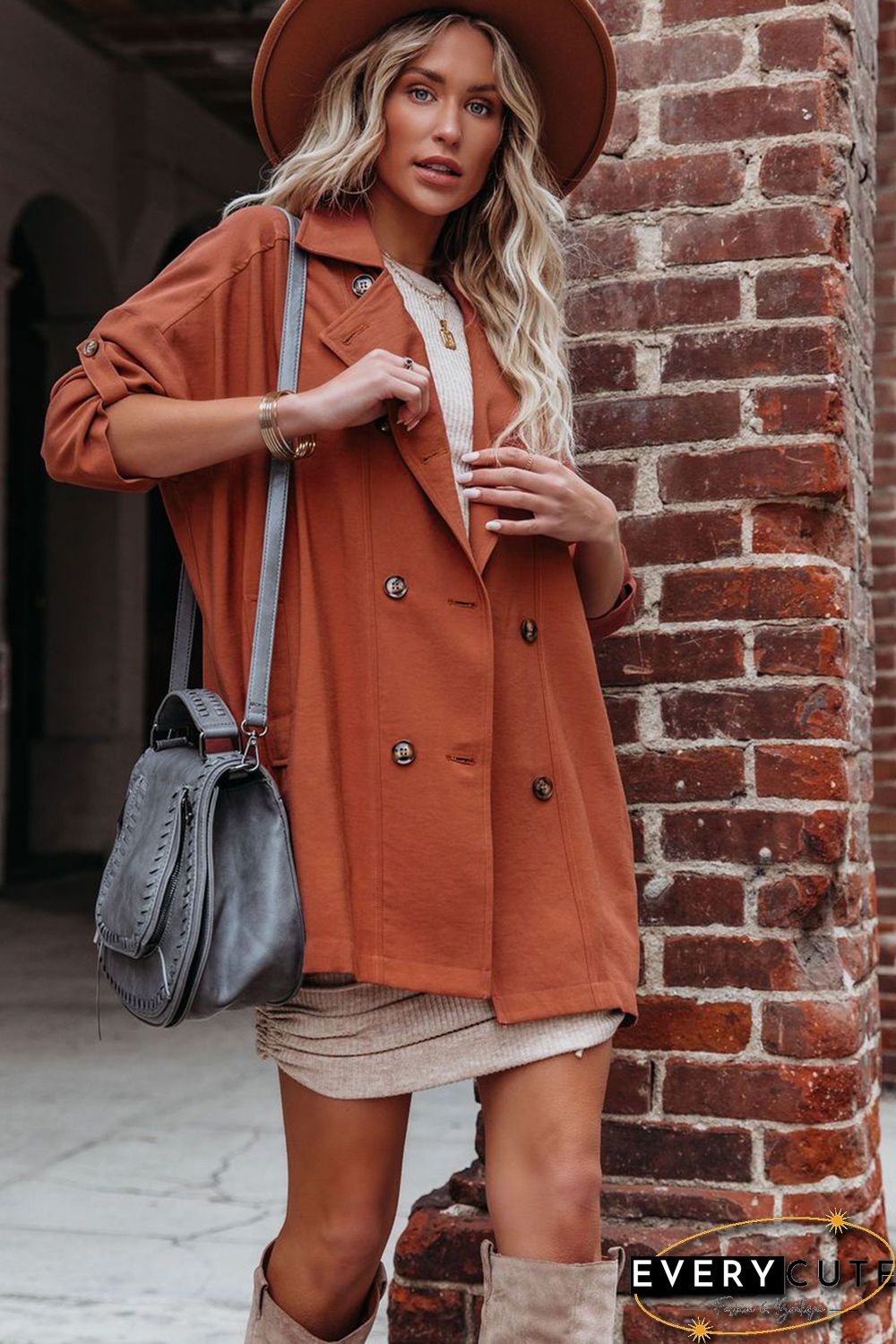 Lapel Collar Pocketed Buttoned Trench Coat