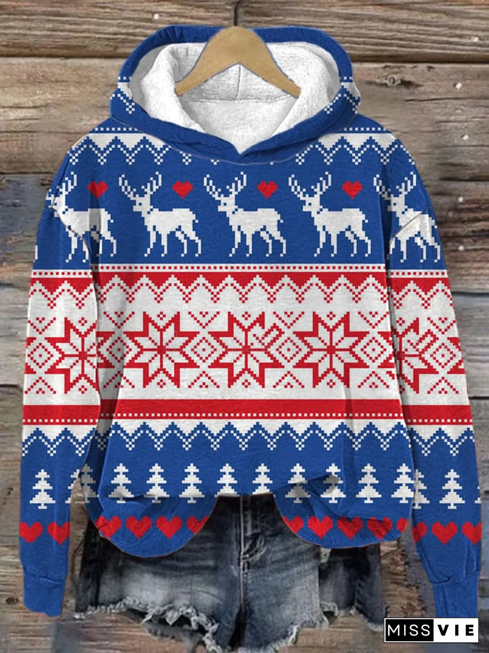 Women's Christmas Holiday Patterned Hoodie