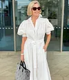 Puff Sleeve Pleating Heavy Industry Dress