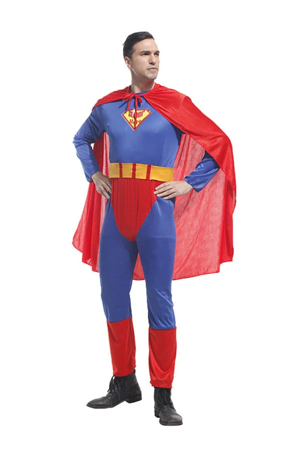 Cool Superhero Superman Halloween Costumes For Mens Blue-elleschic