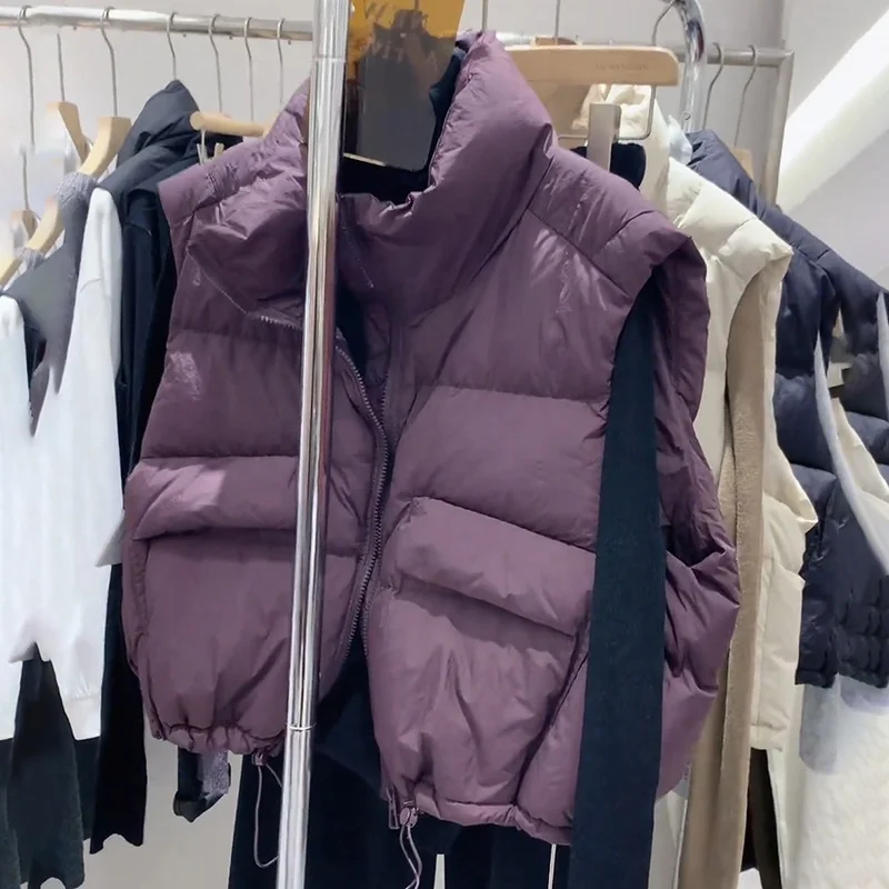 Woherb Down Vest Female Short Vest Wearing Winter 2024 New Korean Version Loose Foreign Style Small Vest Horse Clip-Outfit Ideas