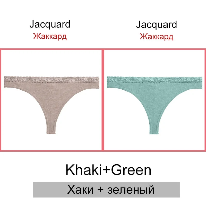 FINETOO Sexy Thongs Women 2Pcs/set Floral Waist G-string Panties Seamless Underwear Ladies Jacquard T-back Underpants S-2XL 2021