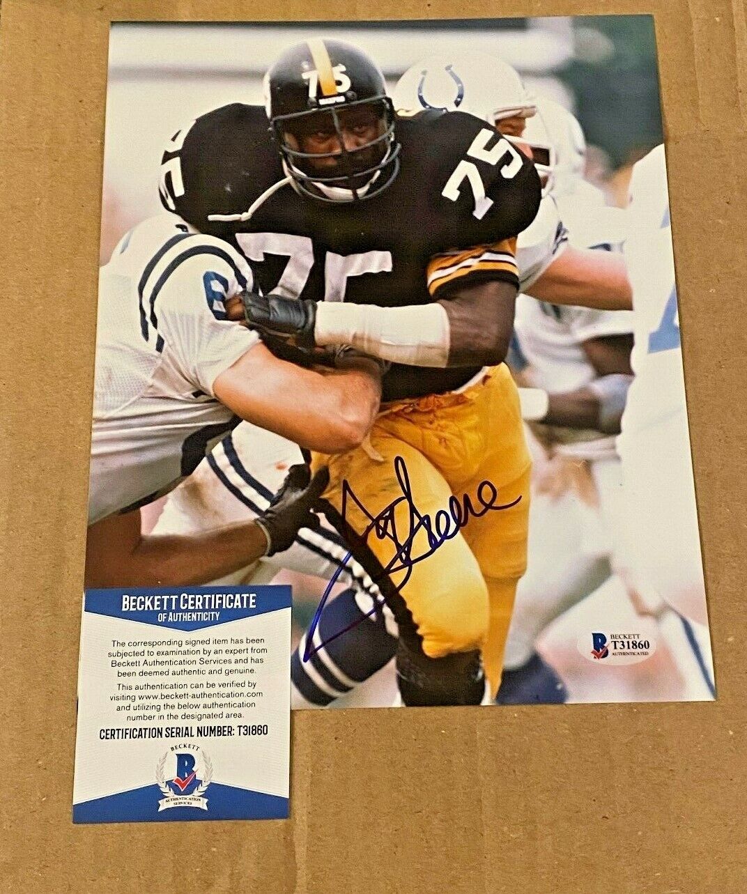 JOE GREENE SIGNED 8X10 PITTSBURGH STEELERS Photo Poster painting BECKETT CERTIFIED