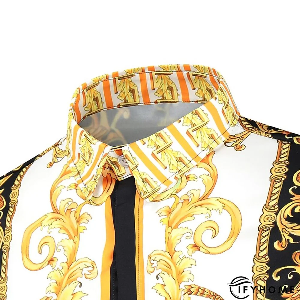 Men's Shirt Prom Shirt Classic Collar Spring &  Fall Long Sleeve Black White Red Geometric Party Casual Clothing Apparel Print | IFYHOME