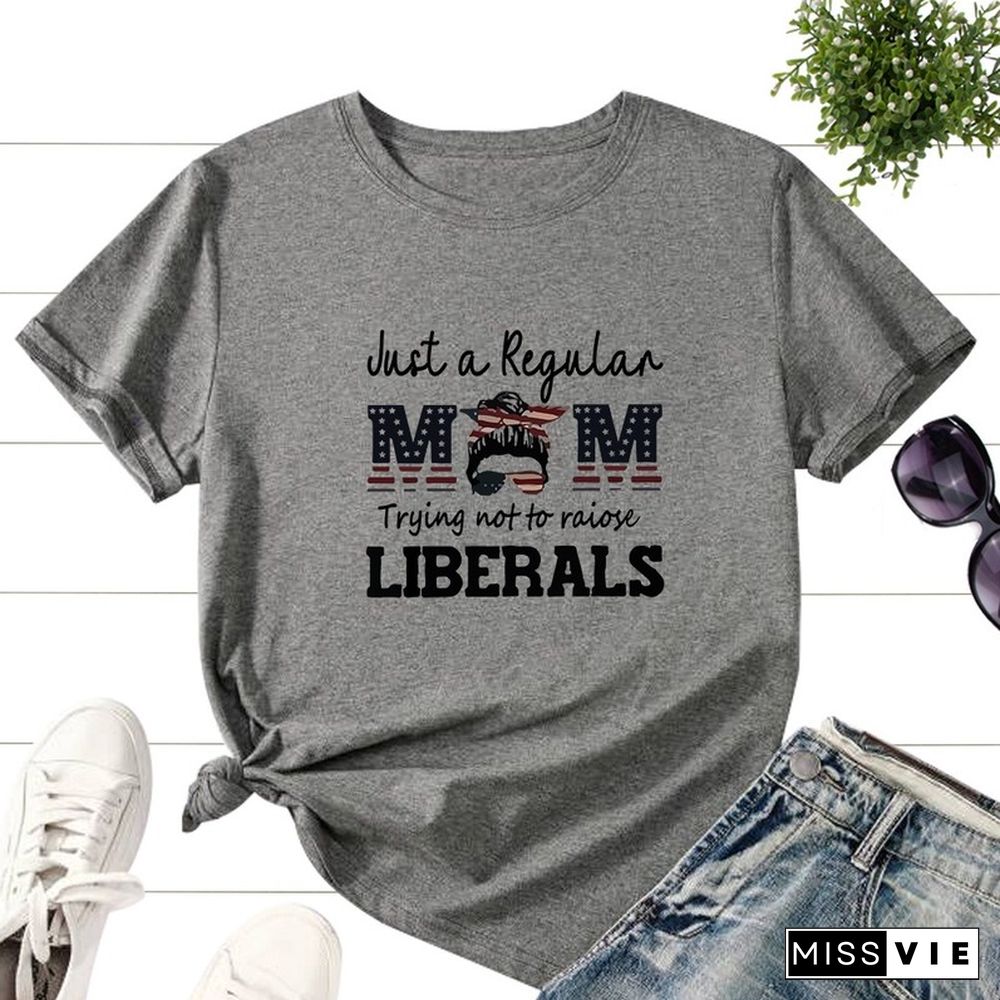 Casual Women Graphic Fashion Short Sleeve Letter Print Female Summer Cotton T-shirt Ladies Regular Daily Round Neck Tee Top