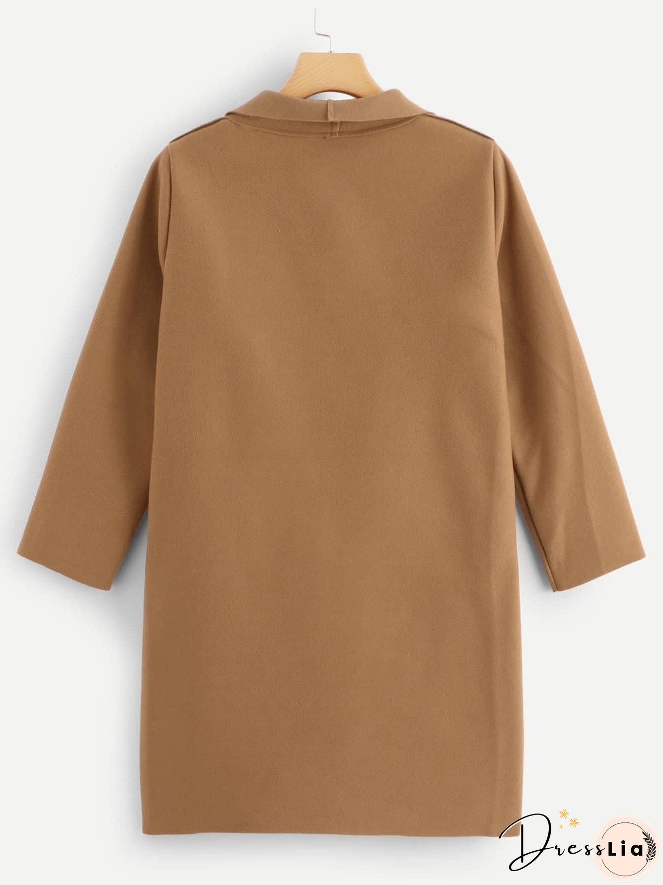 Solid Shawl Collar Dual Pocket Coat for Women