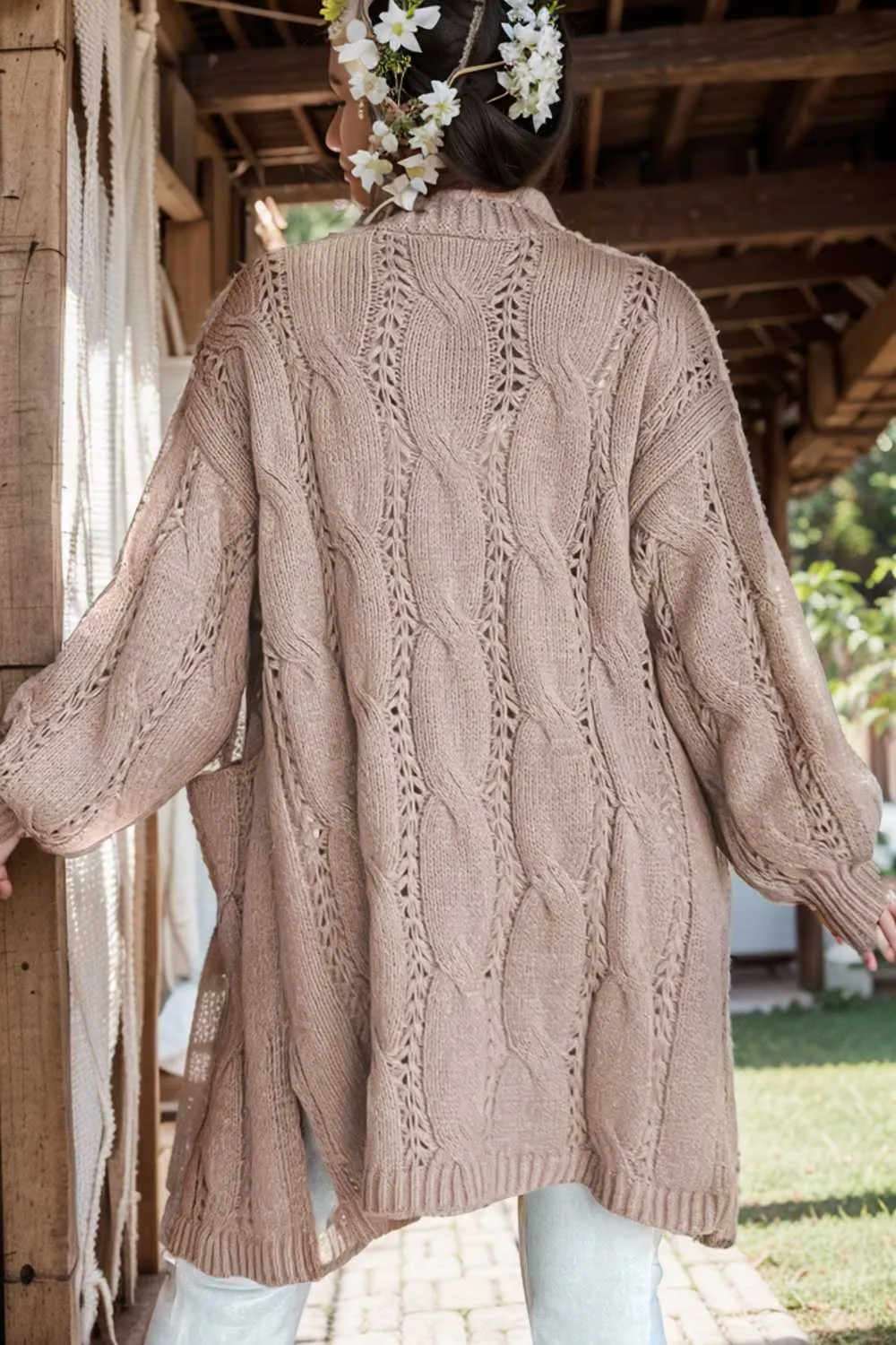 pocket twist long sweater cardigan