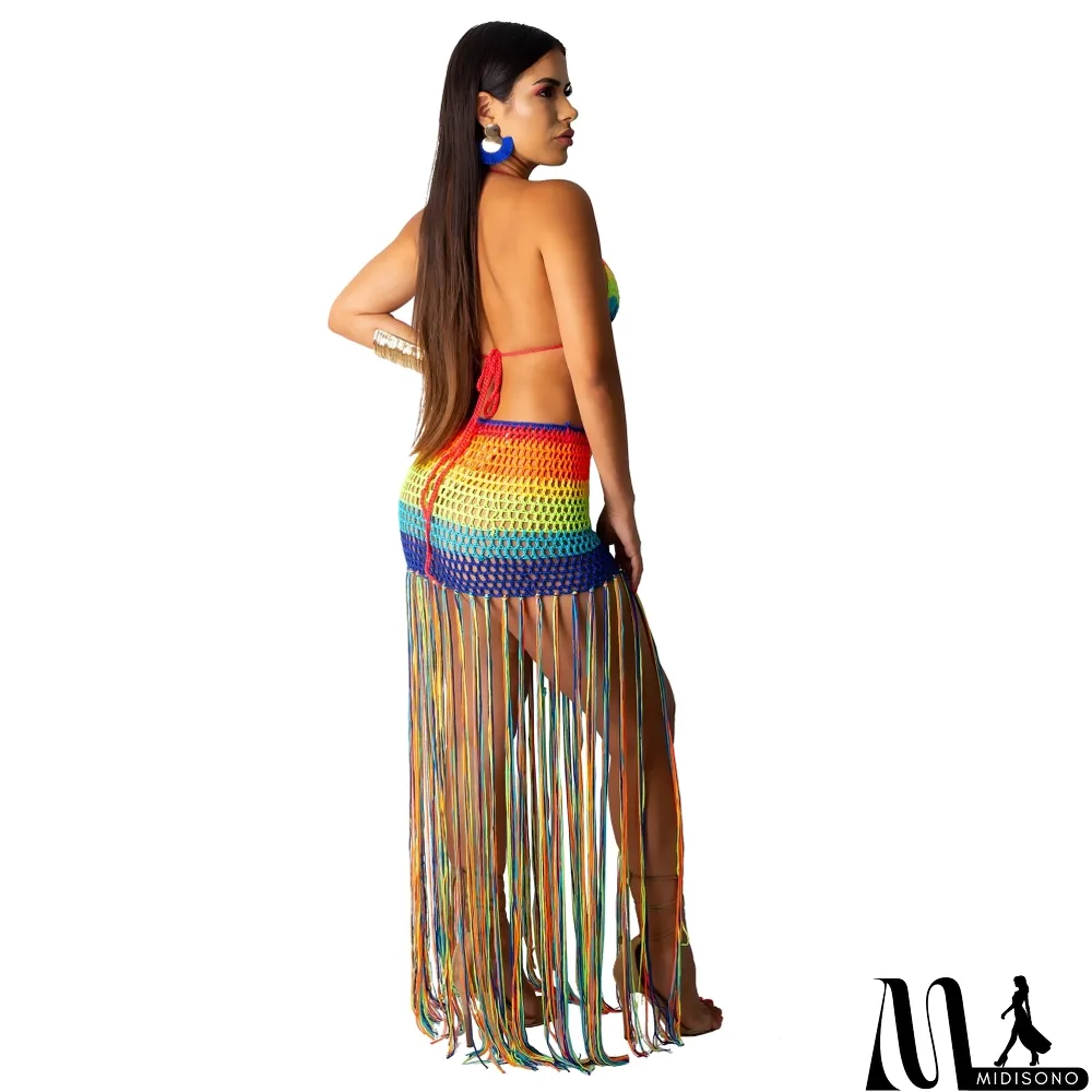 MidiSono - Sexy Crochet Bra and Fringe Skirt