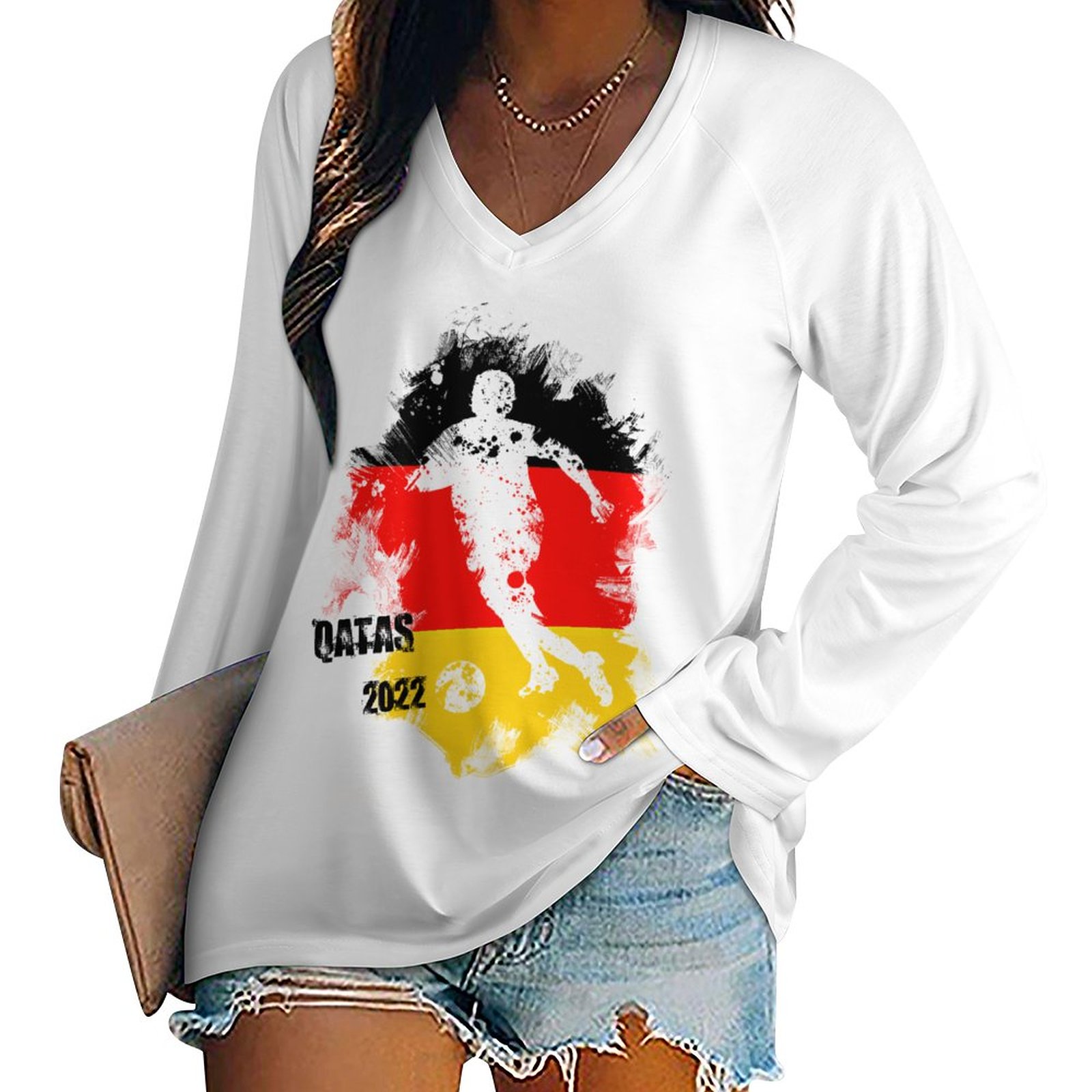 Qatar 2022 Germany Women's Long Sleeve Loose Tee