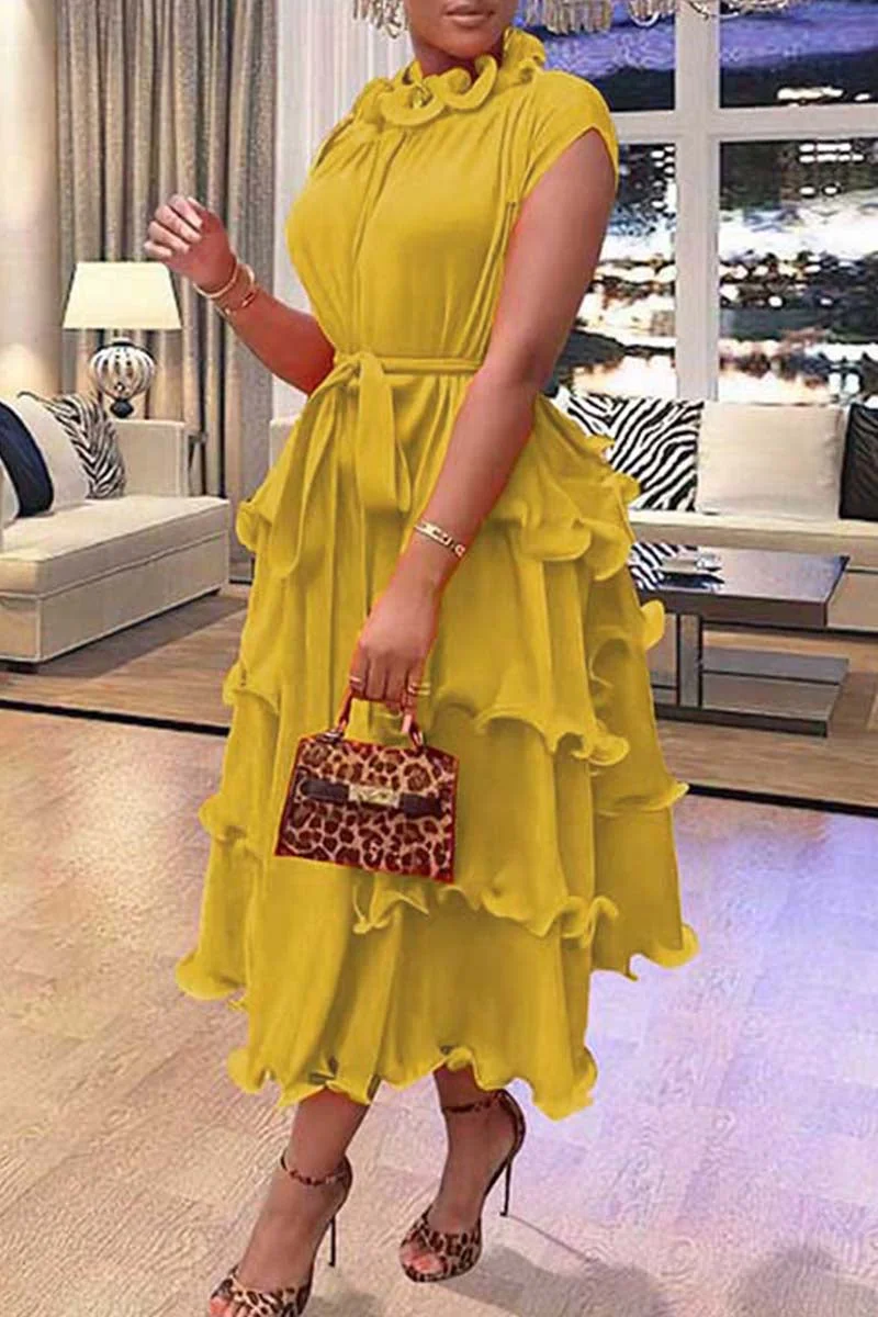 Casual Solid Patchwork O Neck Short Sleeve Dress Dresses