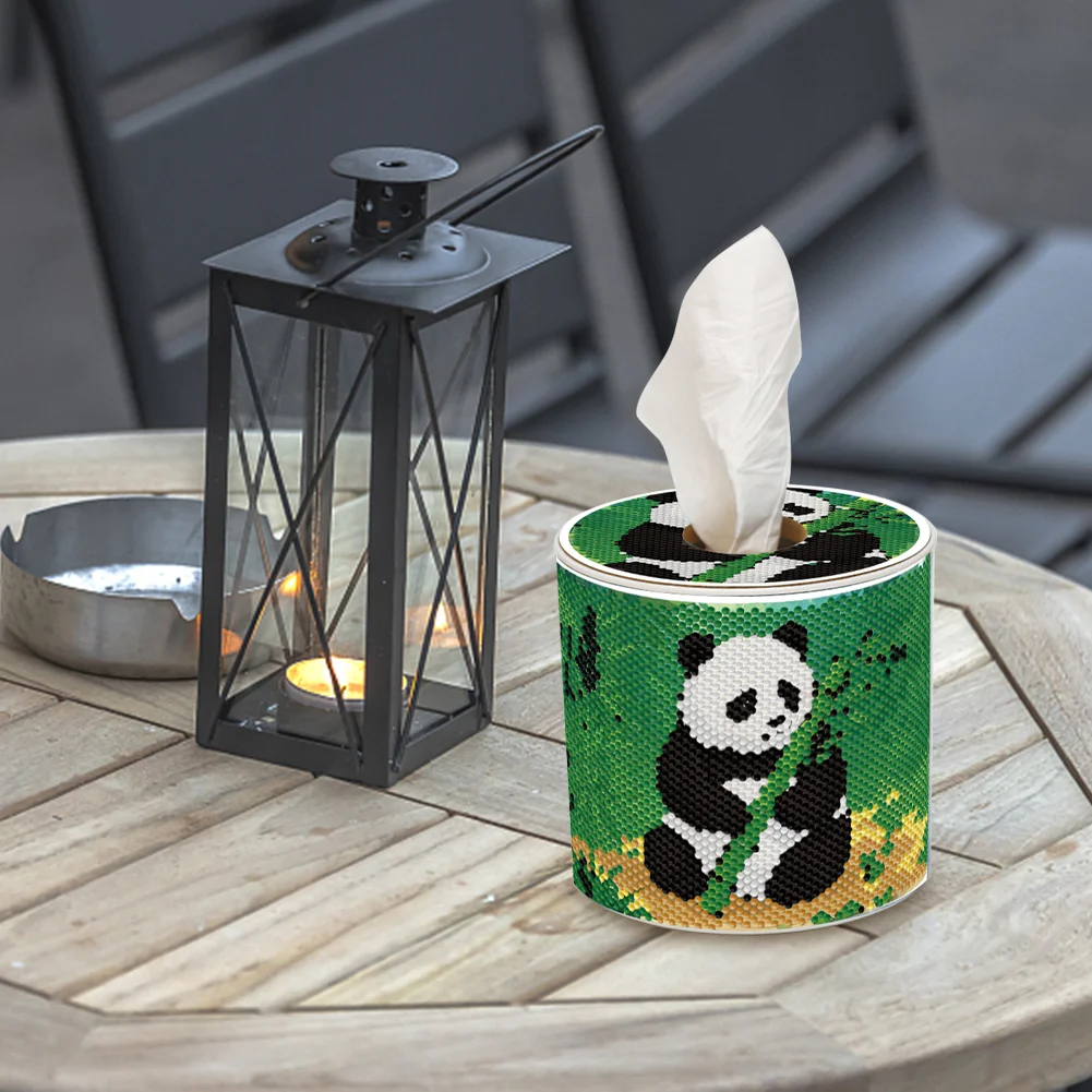 Bamboo DIY Diamond Painting Handmade Tissue Holder Rhinestones Decor Tissue Box