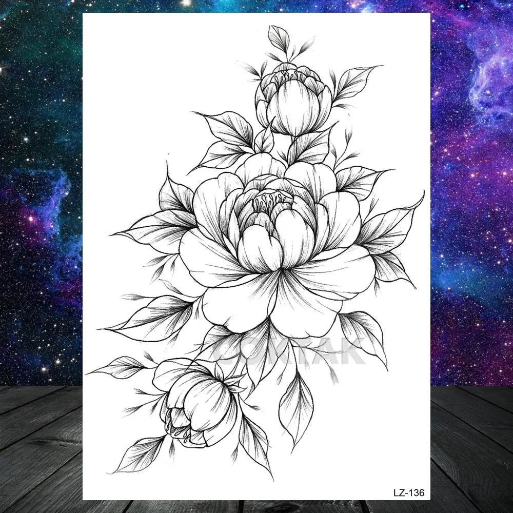 COKTAK Sexy Watercolor Lavender SweetPeas Flower Blossom Temporary Tattoos Sticker Fake Tattoo For Women Girl Art Daisy Tatoos