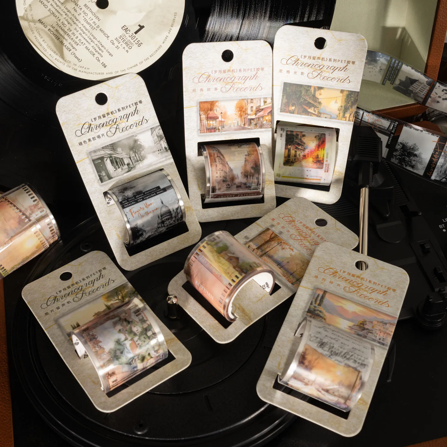 저널세이 40mm*200cm 연도 축음기 시리즈 빈티지 풍경 조경 PET 테이프