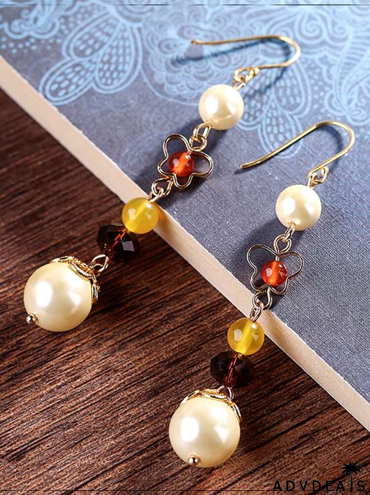 Faux Pearl Decor Drop Earrings