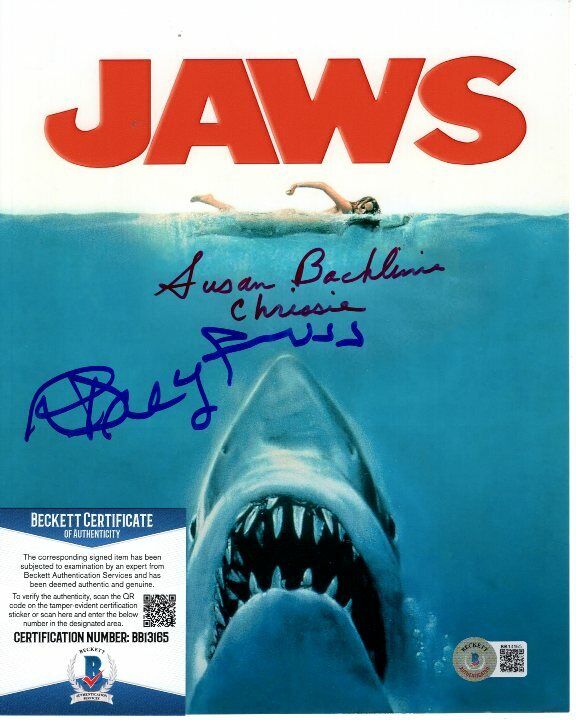 RICHARD DREYFUSS and SUSAN BACKLINIE signed JAWS 8x10 Photo Poster painting Beckett BAS