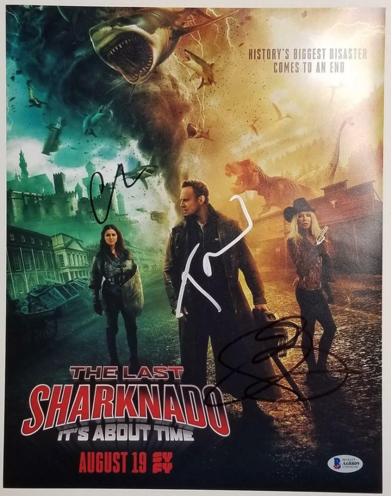 THE LAST SHARKNADO Cast (3) Signed 11x14 Photo Poster painting Reid Ziering A ~ Beckett BAS COA