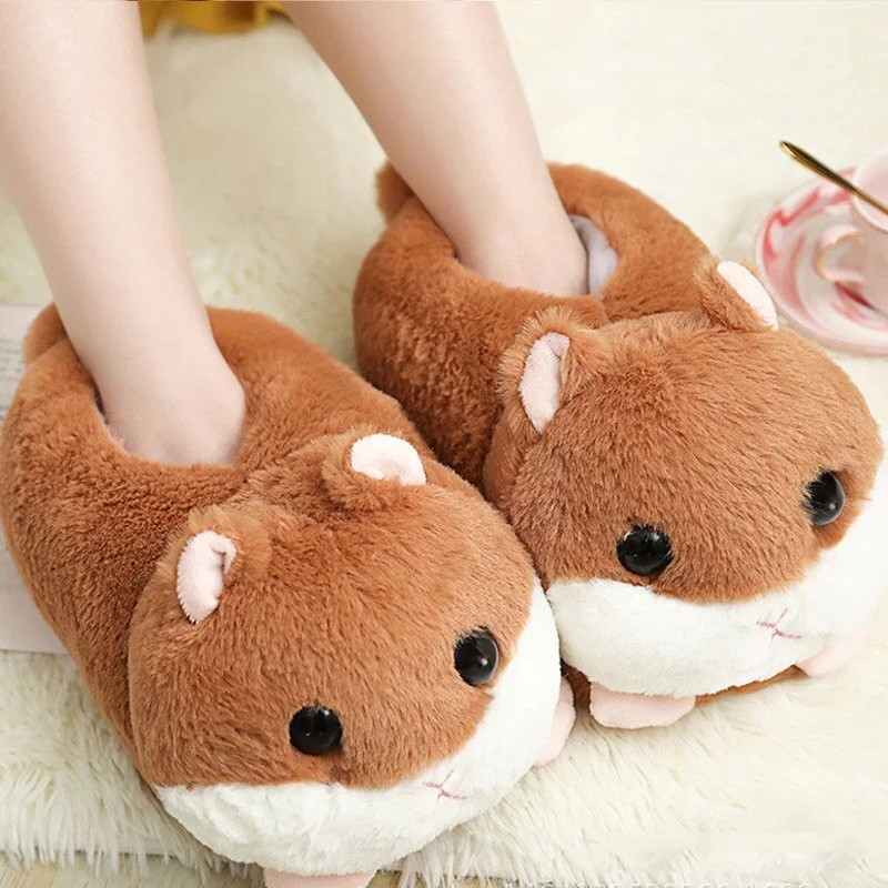 Women's Slippers for Home Winter Warm Plush Fur Slippers Lovely Cartoon Bedroom Slippers Women Indoor Bedroom Female Shoes