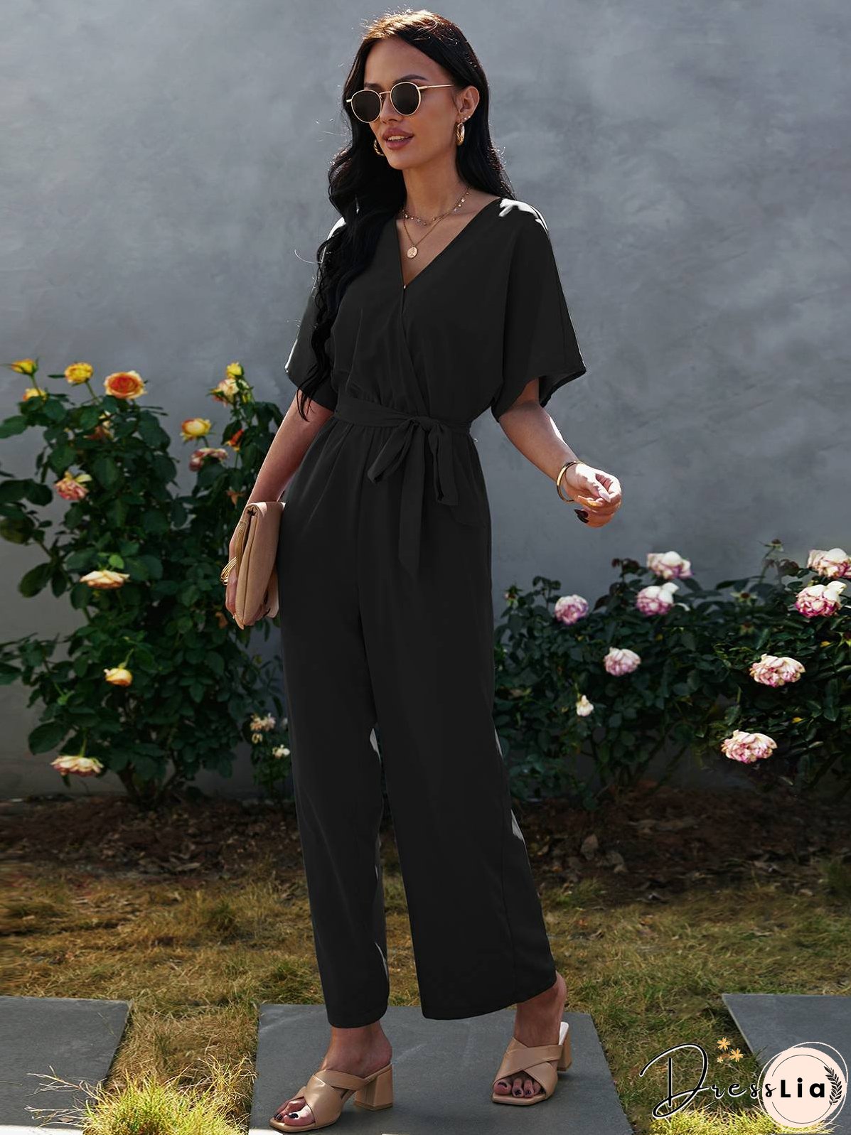 Tie Waist Solid Jumpsuit