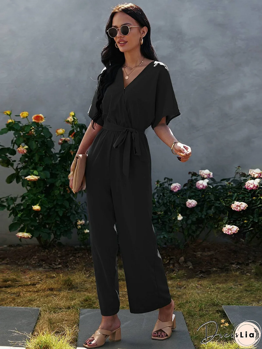 Tie Waist Solid Jumpsuit