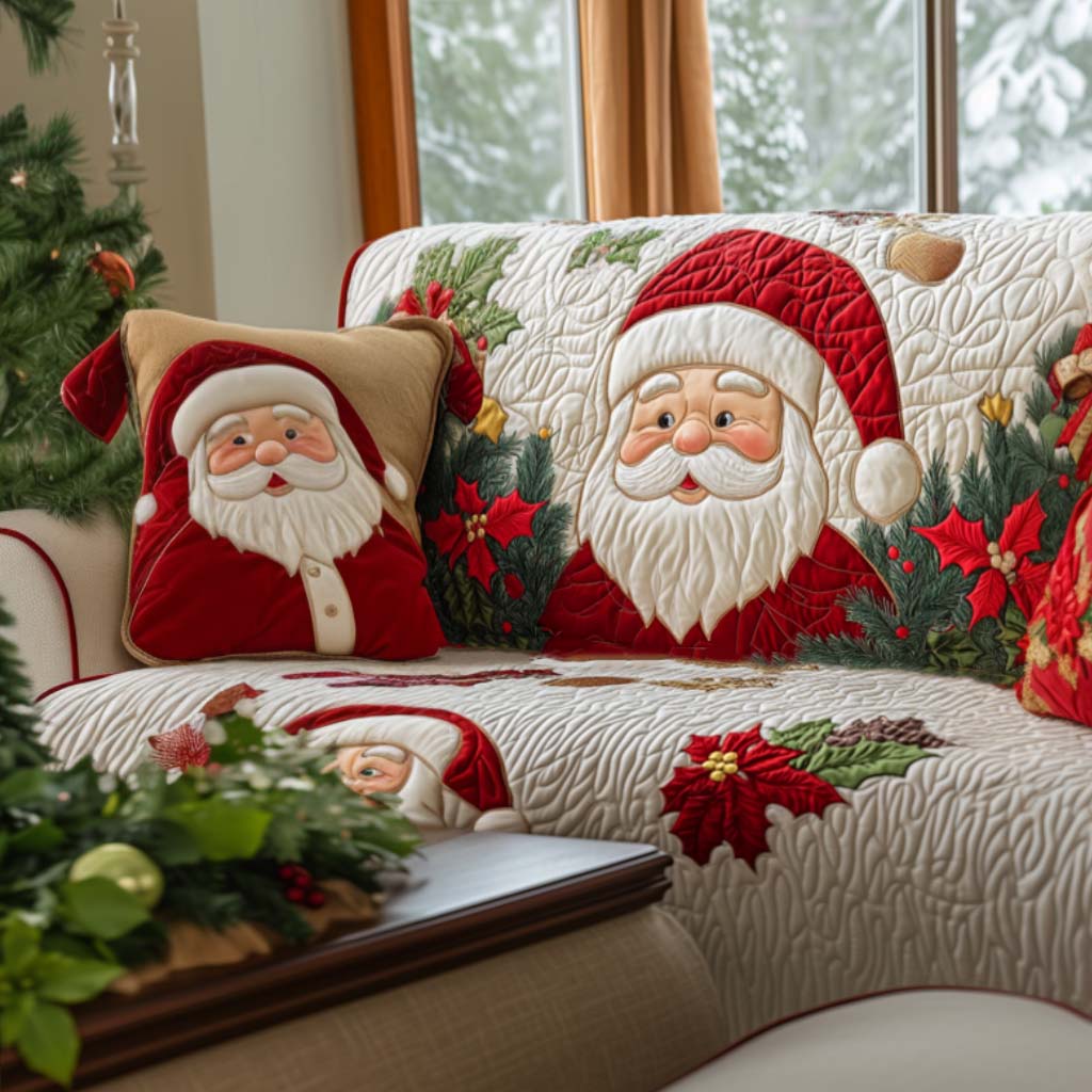 Santa Cheer Quilted Sofa Cover NCU0NT10746 everthome