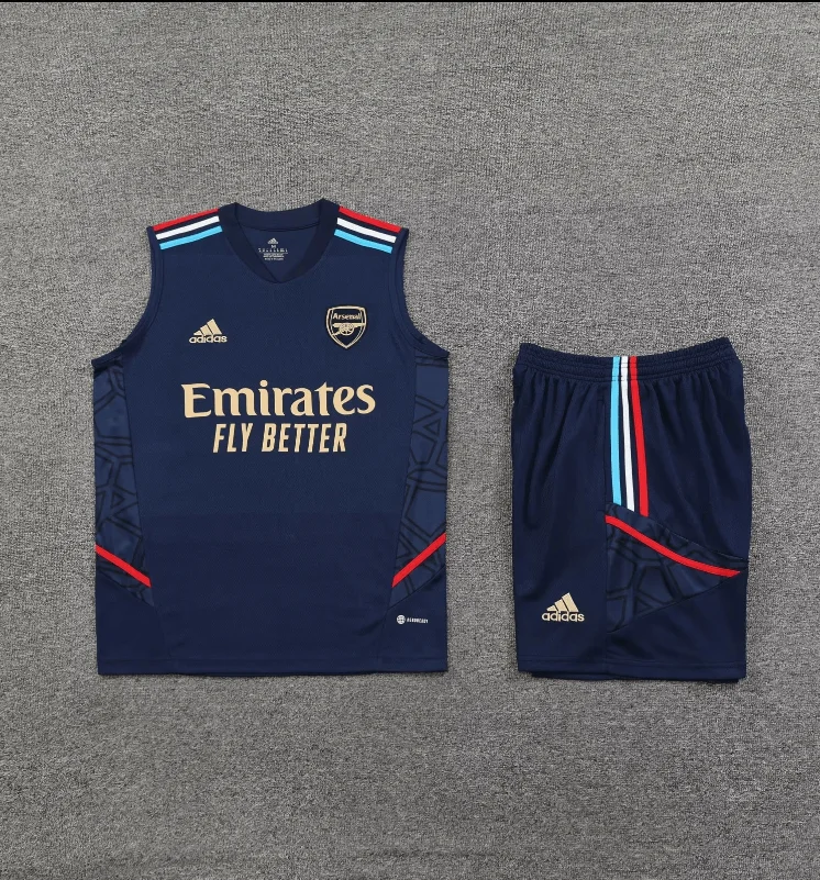 2023/2024 Arsenal pre-match training Blue Jersey+Shorts