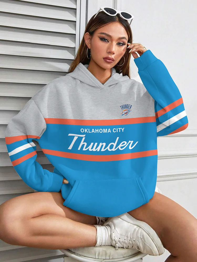 Oklahoma City Thunder Printed Hooded Pocket Pullover Hoodie