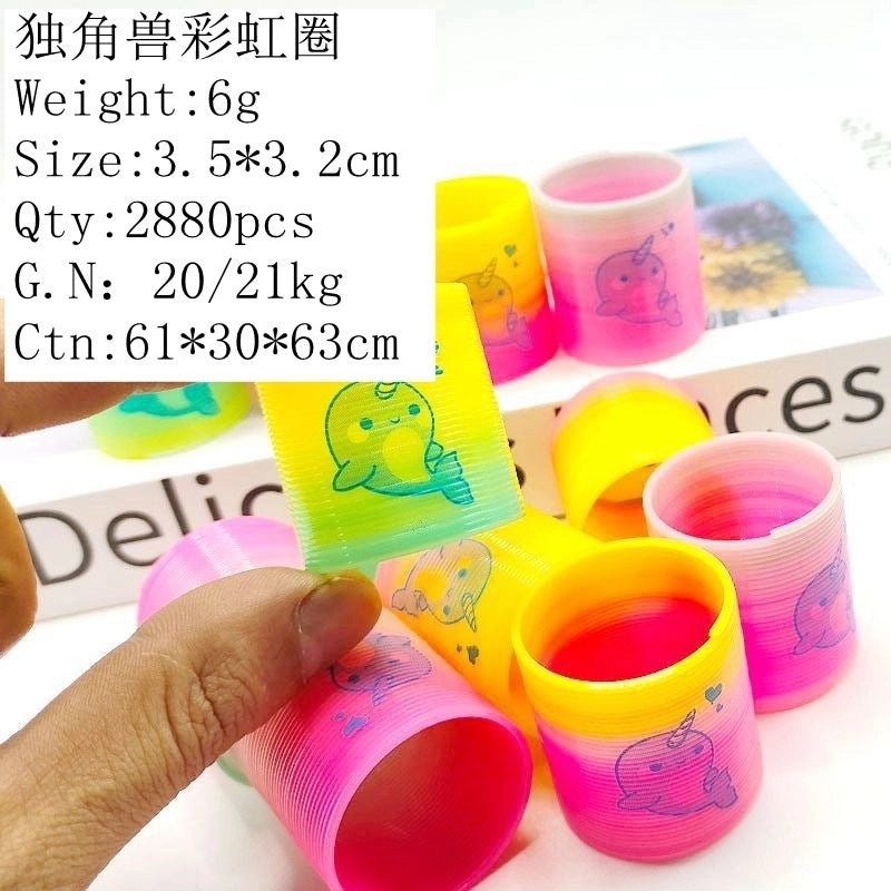 12 Pieces Cute 3. 5cm Children’s Colorful Spring Coil Little White Rabbit Rainbow Elastic Force Circle Toy