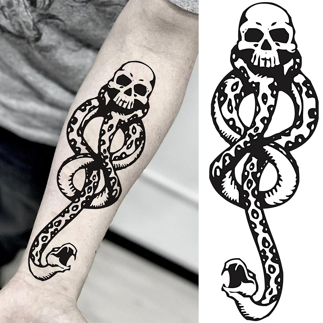 Realistic Snake Unique Forearm Temporary Tattoos For Men Adult Serpent Moon Fake Tattoo Waterproof Body Art Painting Tatoo Paper