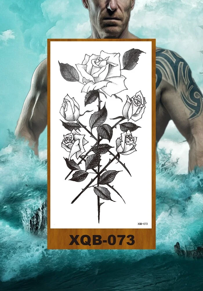 Temporary Tattoos Stickers Women Girl Chest Arm Fake Tatoo Lotus Peony Rose Magnolia Flowers Totem Face Body Makeup Waterproof