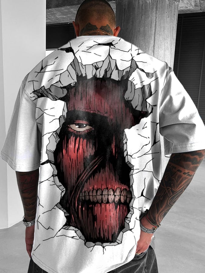 Men's Fashion Anime Print Short Sleeve T-Shirt