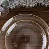 10 Pack | Clear Hammered 7" Round Plastic Dessert Appetizer Plates With Gold Rim, Disposable Salad Party Plate