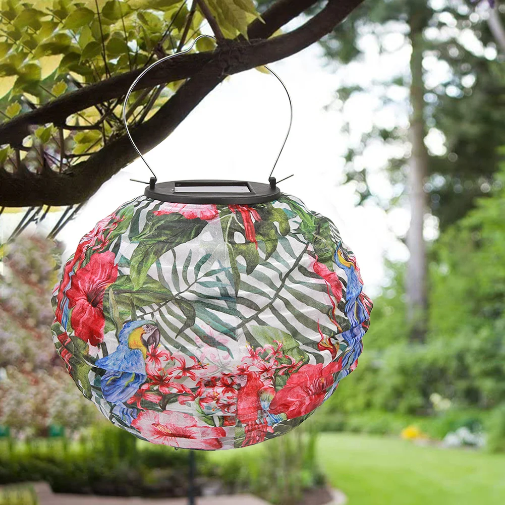 Solar Light LED Hanging Ball Lantern Waterproof Painted Pattern Lamp (B)