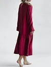 Casual Round Neck Long Sleeve Solid Color Cotton Linen Dress
