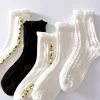 Texture Black White Medium Height Women Socks