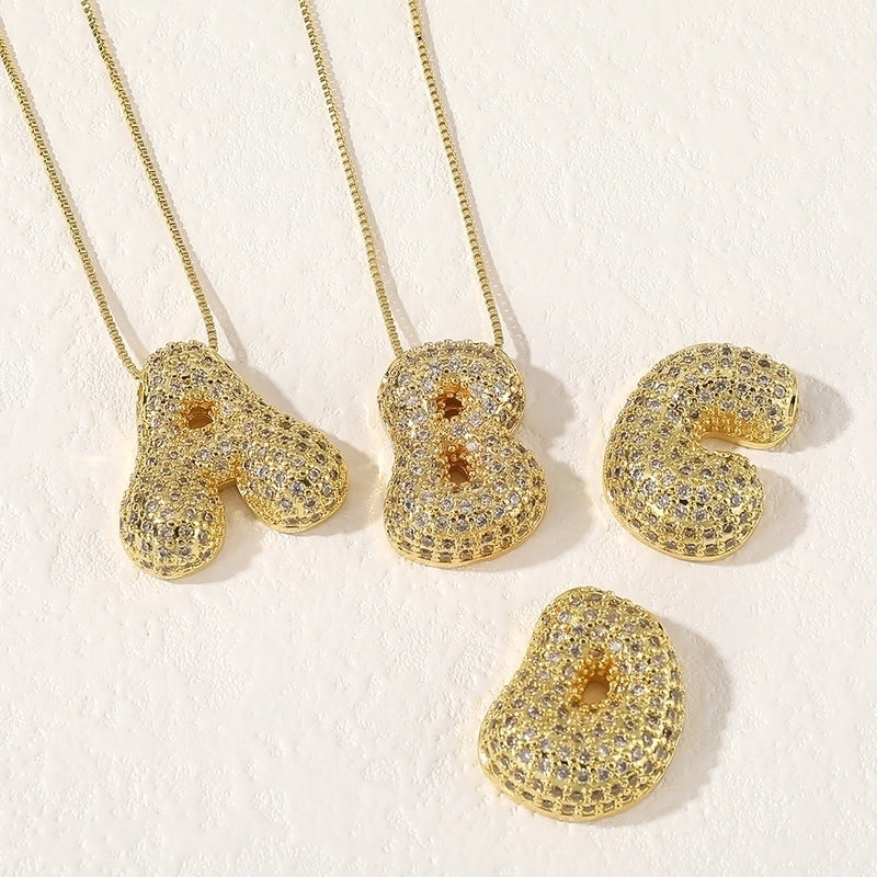 Copper Plating Letter Pendant Necklace