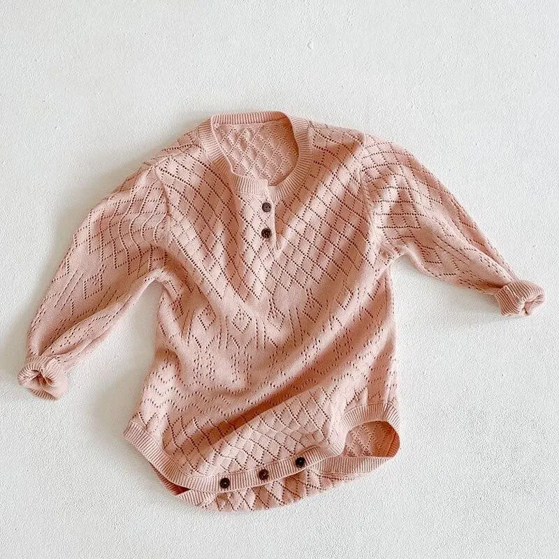 Cute Autumn Winter Infant Baby Girls Bowknot Rompers Clothing Kids Girl Long Sleeve Knit Rompers Clothes