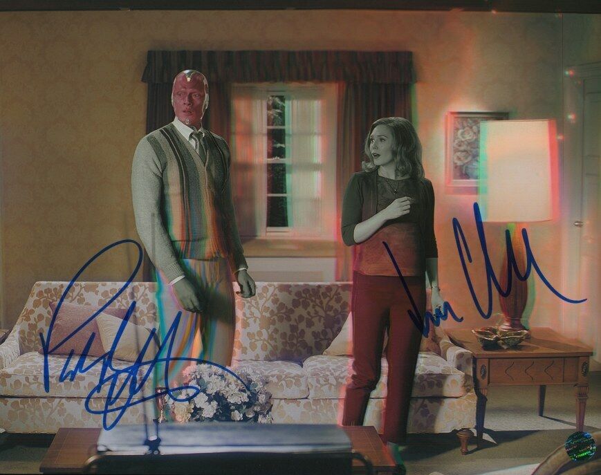 PAUL BETTANY, ELIZABETH OLSEN Autographed Original 8x10 Photo Poster painting LOA TTM