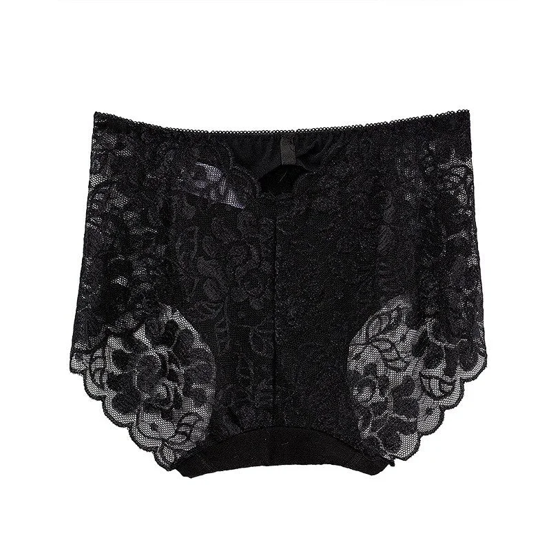 Hollow Lace Flowers Panties Women Sexy Seamless Lingerie Plus Size Hip Raise Briefs Breathable Health Knickers Sleep Underwear