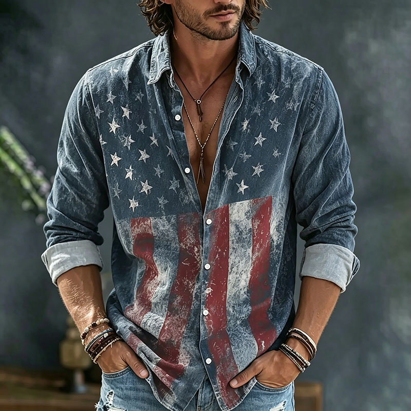  Men's Anniversary Celebration Commemorative Printed Long Sleeve Shirt Westsshops