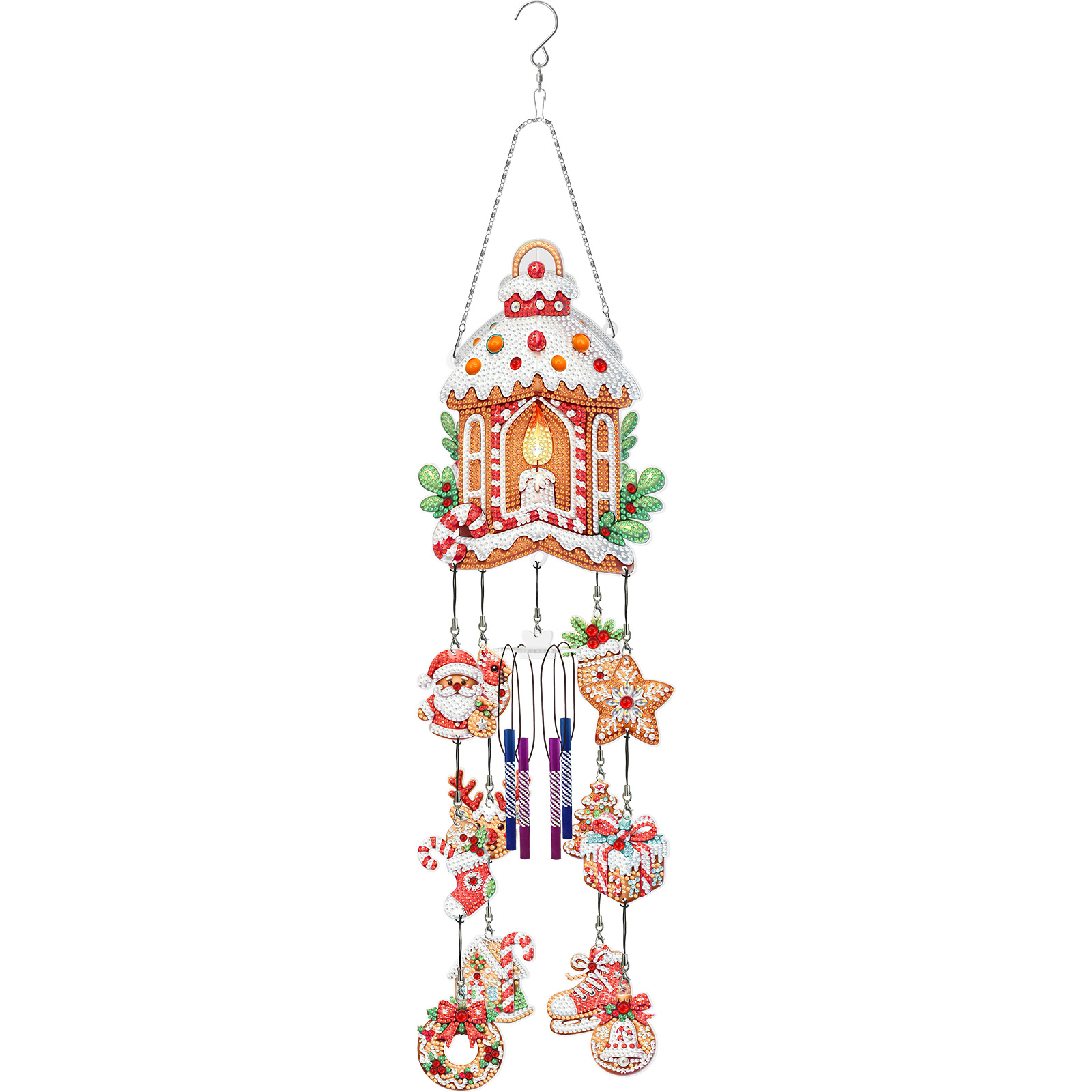 DIY Diamond Christmas Wind Chime Pendant Gingerbread House Bright Diamond Shaped Exquisite Diamond Painting Cross border New Cross Embroidery